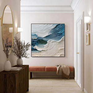 3D Textured Ocean Painting Turquoise Wave Wall Art Panoramic <b>Canvas</b> Seascape Decor Decorative Arts House Decoration Interior - Product Image 6