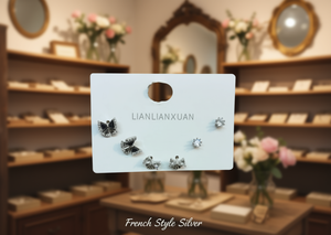 Orecchini a forma di farfalla in argento Lianlianxuan con strass di cristallo per regalo da donna, gioielli di moda - Product Image 2