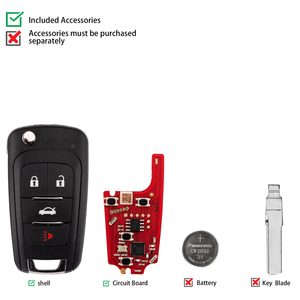 XHORSE XKBU21EN Clé télécommande filaire de 2e génération pour Buick, 4 boutons, <span class=keywords><strong>anglais</strong></span>, 5 pièces/lot - Product Image 3