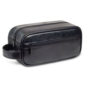 Personalized PU Leather Travel Toiletry Bag Waterproof Large Travel Makeup Bag with Logo - Product Image 1