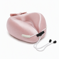 Oreiller de voyage ergonomique en mousse à mémoire de forme en U, pliable et portable, avec masque de sommeil et sangle réglable pour voiture et avion