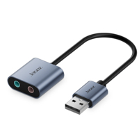 Carte son USB professionnelle Jasoz G142 en alliage d'aluminium, adaptateur double TRS 3 pôles pour casque et microphone, audio 2.1 canaux
