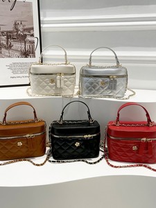 Bolso de Hombro/Bandolera Mini de PU con Cadena y Diseño de Rejilla, Estilo Bohemio Vintage, Elegante, para Mujer, Moda Diaria, Novedad Verano 2026 - Product Image 1