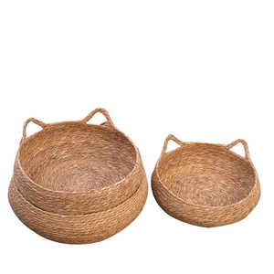Straw Rope Woven Cat Bed Round Breathable Cooling Detachable Washable Pet Bed For Cat Summer Use - Product Image 5