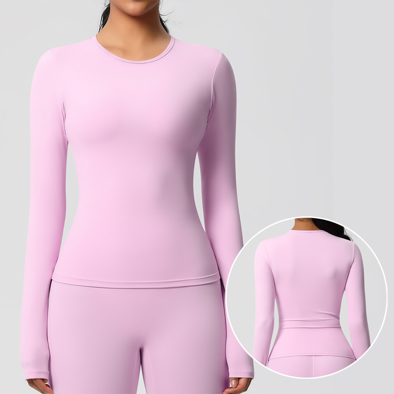 Roregal New Style Women'S Round Neck Sports T-Shirt Running Fitness Top Slim Breathable Yoga Long Sleeve Tops