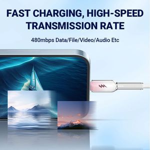 Transparent Crystal Fast <b>Charging</b> <b>Type</b> <b>c</b> Nylon Braided 60W <b>Type</b> <b>C</b> to <b>C</b> Data <b>Cable</b> Mobile Accessories Charger <b>Cable</b> - Product Image 6