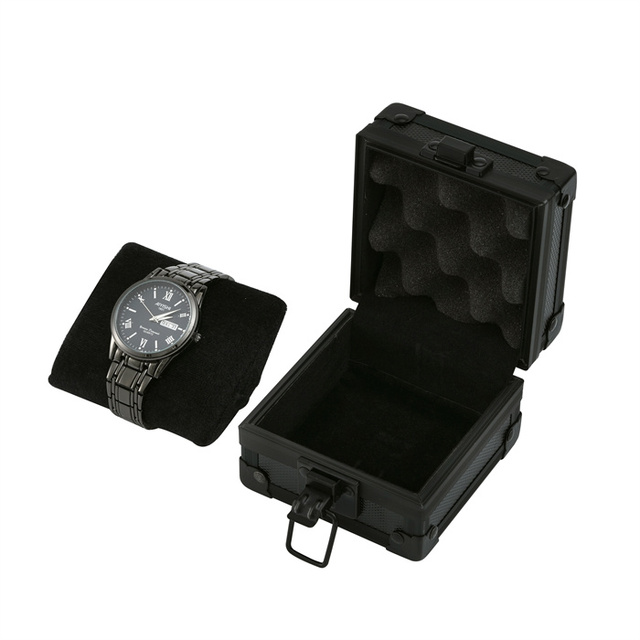 Custom Logo Single Slot Aluminum Watch Box Fashion Mini Carry Case with Custom Pillow