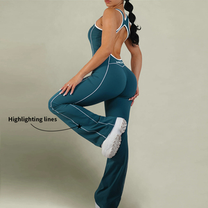 Ensemble de fitness en nylon personnalisé pour femmes combinaison serrée élastique sans couture barboteuses avec contraste vêtements de yoga pour l'hiver - Product Image 2