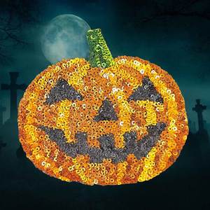 Hierro en lentejuelas Halloween calabaza parche - Product Image 2