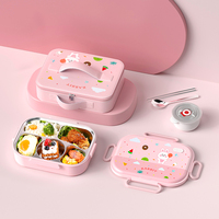 Aohea Boîte à lunch portable en acier inoxydable à 4 compartiments sans BPA Boîte à lunch étanche pour enfants