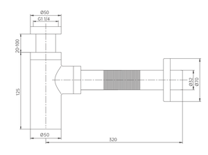 Sifone per Lavandino in Ottone Cromato con Tubo di <span class=keywords><strong>Scarico</strong></span> per Mobile <span class=keywords><strong>Bagno</strong></span> e Sifone a Bottiglia con Soffietto - Product Image 2