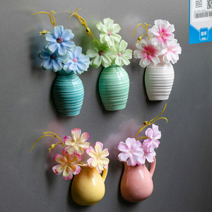 Vase en céramique créatif bleu rose personnalisé avec <span class=keywords><strong>poignée</strong></span>, aimant de réfrigérateur, ornement décoratif <span class=keywords><strong>pour</strong></span> la maison, cadeau en gros - Product Image 1