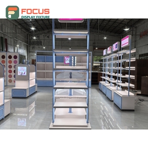 Latest Design Store Interior Mixed Material Wall Shelving Installation Service Beauty Retail Design - Product Image 4