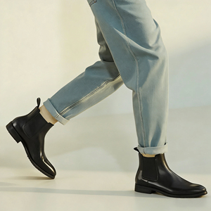 Botas Chelsea para Hombre, de Cuero Negro, con Elástico Lateral, Botas de Vestir para Oficina, Casuales de Negocios, OEM Personalizadas, con Punta en Pico - Product Image 4