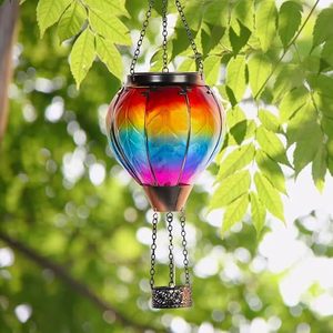 Lámpara Solar LED de Hierro y Vidrio con Forma de Globo Aerostático, con Llama Simulada, Luz Blanca Cálida, Decoración para Jardines y Parques, Suministro Directo - Product Image 3