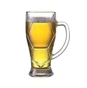 Custom Logo Football Shape 600ml Draft Craft Beer Glass Mug Hot Sale Sublimation Glossy Glasses Drinks Mugs For Home Party