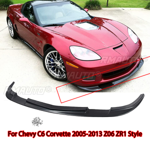 ลิ้นกันชนหน้ารถยนต์ 3 ชิ้น สำหรับ Chevy C6 Corvette 2005-2013 รุ่น Z06 ZR1 สไตล์คาร์บอนไฟเบอร์ สีดำเงา สีดำด้าน - Product Image 1