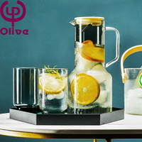 Ensemble de pichet en verre isolé d'inspiration nordique couleur créative résistante aux hautes températures pour thé eau jus de fruits couvercle de bouilloire froide