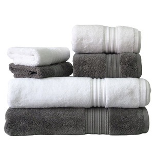 <b>Bath</b> <b>Towel</b> <b>Set</b> 100% Cotton Gray Solid Color Custom Logo Gift Use Rectangle 35x75cm 70x140cm Skin Friendly - Product Image 2