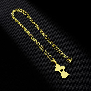 Collana con ciondolo a catena a maglie con bandiera della Guyana in acciaio inossidabile placcato <span class=keywords><strong>oro</strong></span> 18 carati e smaltato, con <span class=keywords><strong>città</strong></span> e mappa della Guyana, del produttore - Product Image 6