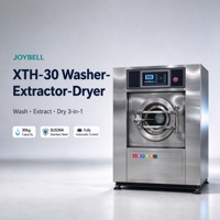 Laveuse-essoreuse-sécheuse électrique XTH en acier inoxydable 30 kg entièrement automatique 3 en 1 pour petite blanchisserie d'hôtel