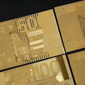 7ピース/セット金箔メッキ記念紙幣両面金貨ユーロフェイク24k金貨コレクション金貨工芸品 - Product Image 6