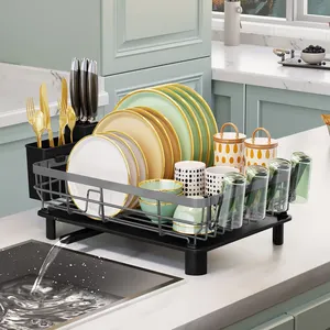 Nhà bếp Organizer Countertop tấm Bát cống giá truy cập bồn rửa món ăn khô giá với drainboard