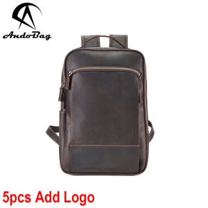 AndoBag 15.6" Laptop <b>Backpacks</b> for Men Crazy Horse <b>Leather</b> Genuine Cowhide Retro Travel Shoulder Bag Cool 1371 - Product Image 1