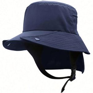 Outdoor <b>Flat</b> Top Wide Brim Fisherman Bucket <b>Hat</b> Quick Dry UV Protection Beach Surf <b>Hat</b> With Strap - Product Image 5