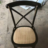 Chaise de salle à manger E-40 en bois massif avec dossier croisé, design moderne et antique, assise tressée, pour hôtel, restaurant, café