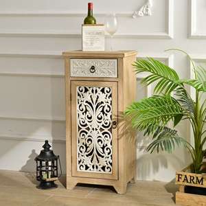 Mueble de Almacenamiento con Cajones y Puerta Tallada en Madera para Sala de Estar, Estilo Rústico, Marca INNOVA - Product Image 4