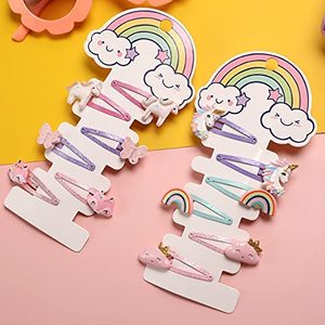 Barrettes à cheveux scintillantes en résine et métal style européen et américain, motifs licorne, renard, arc-en-ciel et nuage, accessoires mignons pour bébé - Product Image 3