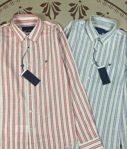 <span class=keywords><strong>Camicia</strong></span> Casual a Maniche Lunghe per <span class=keywords><strong>Uomo</strong></span>, Estiva, Traspirante in Poliestere/Cotone con Ricamo # <span class=keywords><strong>Camicia</strong></span> a <span class=keywords><strong>Righe</strong></span> con Bottoni e Logo RL # RL - Product Image 2