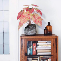 Plantes artificielles de caladium de qualité supérieure, feuilles vertes d'intérieur, plantes artificielles en pot pour le bureau, l'étagère, la salle de bureau, la décoration de la maison