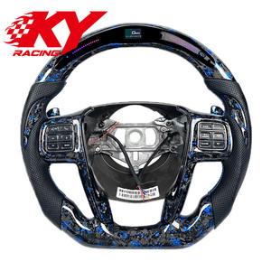 Volant de course personnalisé pour Dodge Chrysler 200 300 SRT 300C 2011-2014, en fibre de carbone forgée bleue, avec affichage LED du régime moteur - Product Image 1