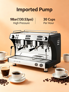 เครื่องชงกาแฟเอสเพรสโซแบบกึ่งอัตโนมัติ 2 หัวชง ระบบดูอัลโบลเลอร์ 9 บาร์ ทำความสะอาดง่าย สำหรับร้านกาแฟ - Product Image 2
