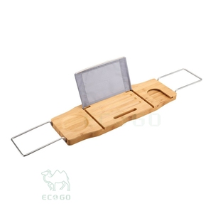 Baignoire en bambou de luxe Caddy avec porte-vin - Product Image 1