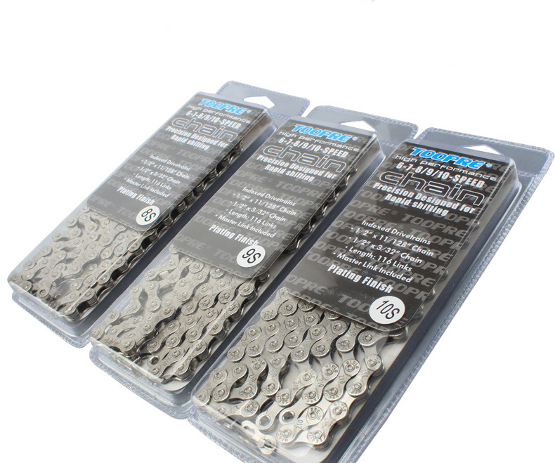 Запчасти для шоссейного велосипеда Toopre, одинарная велосипедная цепь 6 7 8 9 10 11 12 Скоростей, велосипедная цепь, 116L, Серебряная часть, отсутствует звено