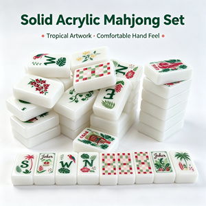 Set di Tessere Mahjong in Acrilico Tema Foresta Tropicale, Mahjong con Motivi Floreali e Casa sull'Albero, Regalo per Donne - Product Image 3