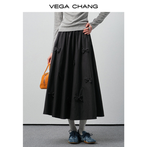 वीसा चंग युवा बहु-परत न्यूनतम उच्च-कमर वाले तीन-आयामी धनुष को महिलाओं के लिए लंबी स्कर्ट - Product Image 2