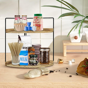 Scaffale <span class=keywords><strong>di</strong></span> stoccaggio del bancone del bagno a due strati, scaffale d'angolo in <span class=keywords><strong>legno</strong></span> per il piano <span class=keywords><strong>di</strong></span> lavoro della cucina, portaspezie, scaffale <span class=keywords><strong>di</strong></span> stoccaggio del Desktop - Product Image 3