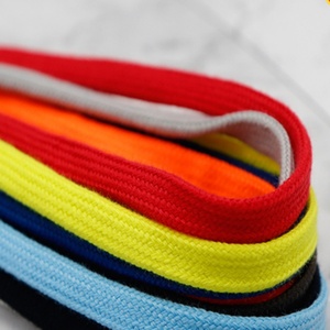 Lacets plats personnalisés de 8 mm, couleur unie, en polyester et coton, double couche, pour baskets, skateboard et chaussures décontractées, vente en gros - Product Image 2
