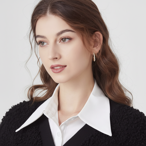 Chemisier en mousseline de soie pour femme avec col polo fausse chemise col intérieur cape superposé faux col belle conception - Product Image 1