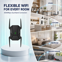 Extensor WiFi de Doble Banda 3000Mbps, Repetidor Inalámbrico, Amplificador de Señal, Potenciador de Red para Casas Grandes, Apartamentos, Oficinas y Hoteles