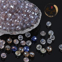 Perles en verre facetté Aurora AB électroplaqué, perles rondes de 8 à 10 mm, perles en vrac, accessoires pour la fabrication de bijoux, bracelets et colliers DIY