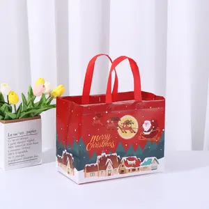 Good Quality Laminated Non Woven Shopping Bags Red Gift Tote Bag Party Festival Candy Pp Non Woven Christmas Bag