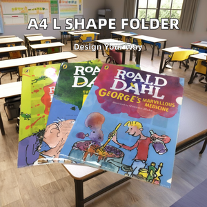 कस्टम ए 4 प्लास्टिक पीपी फ़ाइल फ़ोल्डर पूर्ण रंग मुद्रण के साथ स्पष्ट एल-आकार प्रस्तुति फ़ोल्डर बैग वर्गीकरण - Product Image 2