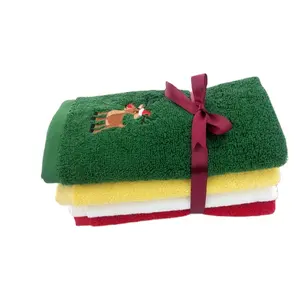 ricamo set di asciugamani Suppliers-2021 colori solidi differenti del regalo di natale con l'asciugamano promozionale stabilito del cotone di Logo del ricamo