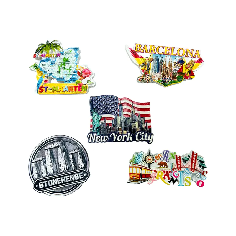 Özelleştirilmiş DIY 3D Logo şekilli buzdolabı mıknatısı Hawaii ada turizm buzdolabı plaj reçine toptan hatıra dünya şehir için