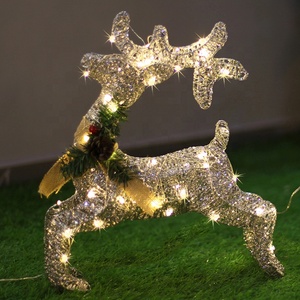 Manches de renne argent or, grande taille, décoration 3d, éclairage led extérieur, pour fêtes de noël, fantaisie - Product Image 2